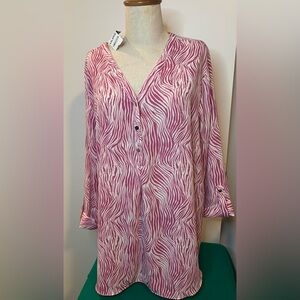 JM collection.Pink Zebra Print Women's Top Size XXL